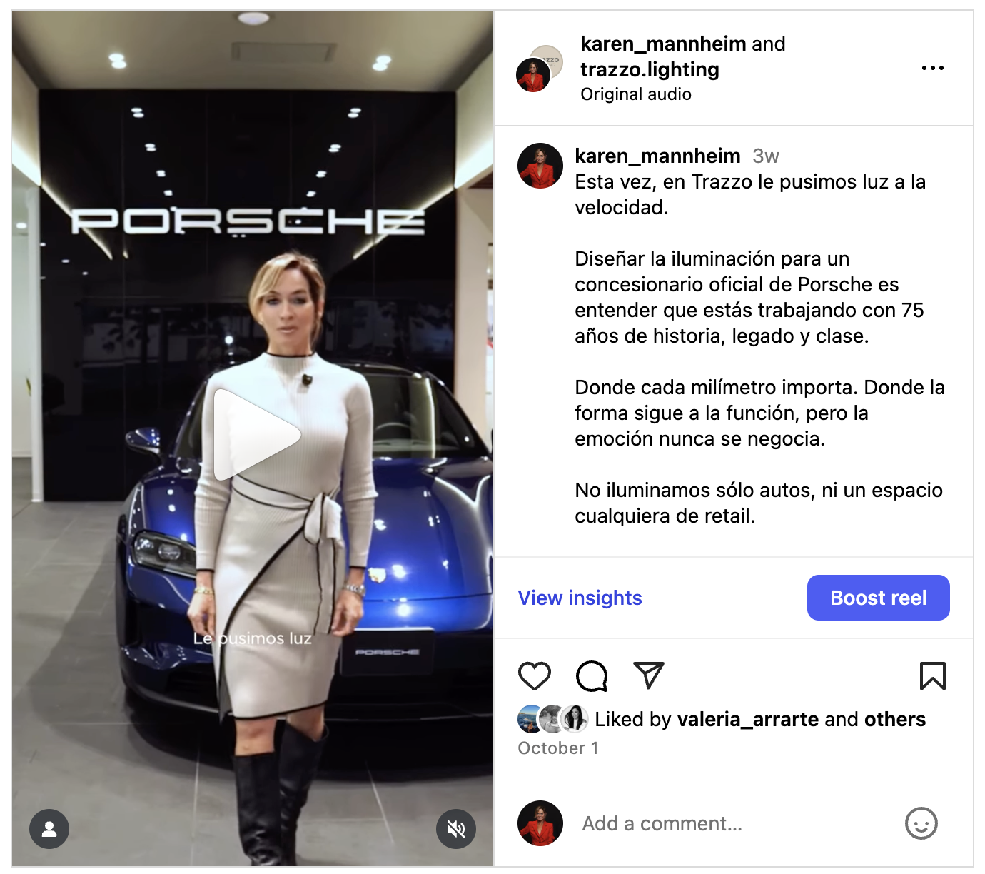 Porsche Instagram post